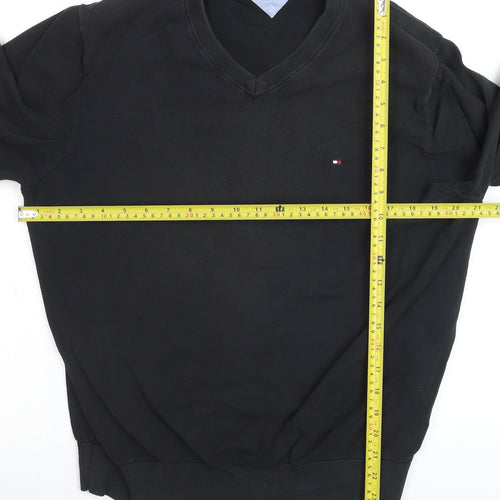 Tommy Hilfiger Men’s Black V-Neck Cotton Golf Jumper XL