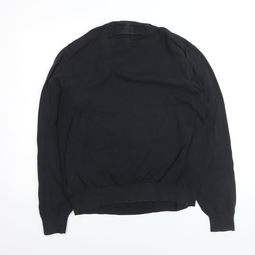 Tommy Hilfiger Men’s Black V-Neck Cotton Golf Jumper XL