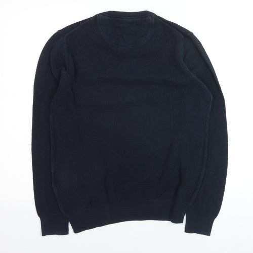 GANT Men's Blue Cotton Crew Neck Waffle Knit Jumper Size M
