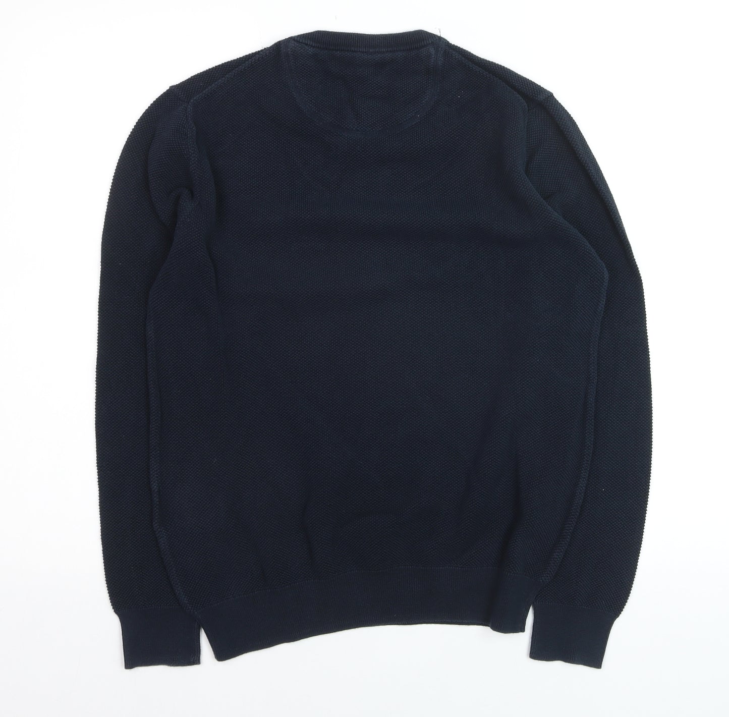 GANT Men's Blue Cotton Crew Neck Waffle Knit Jumper Size M
