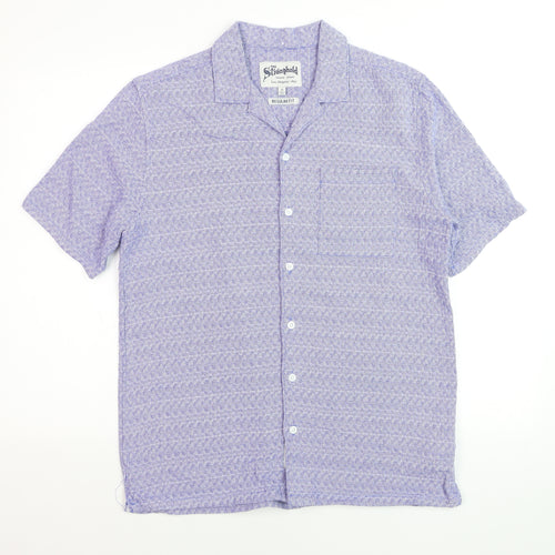 The Stronghold Men's Blue Geometric Regular Fit Cotton Short Sleeve Shirt - S