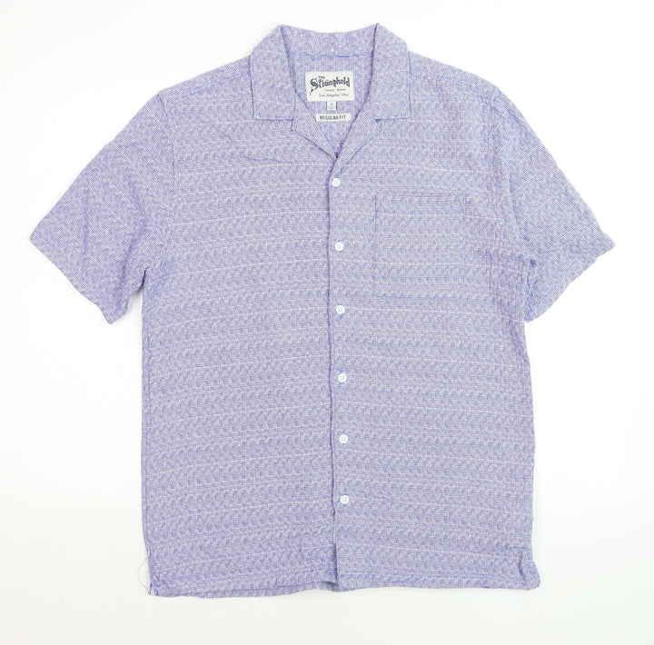 The Stronghold Men's Blue Geometric Regular Fit Cotton Short Sleeve Shirt - S
