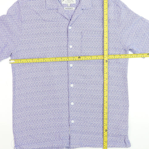 The Stronghold Men's Blue Geometric Regular Fit Cotton Short Sleeve Shirt - S