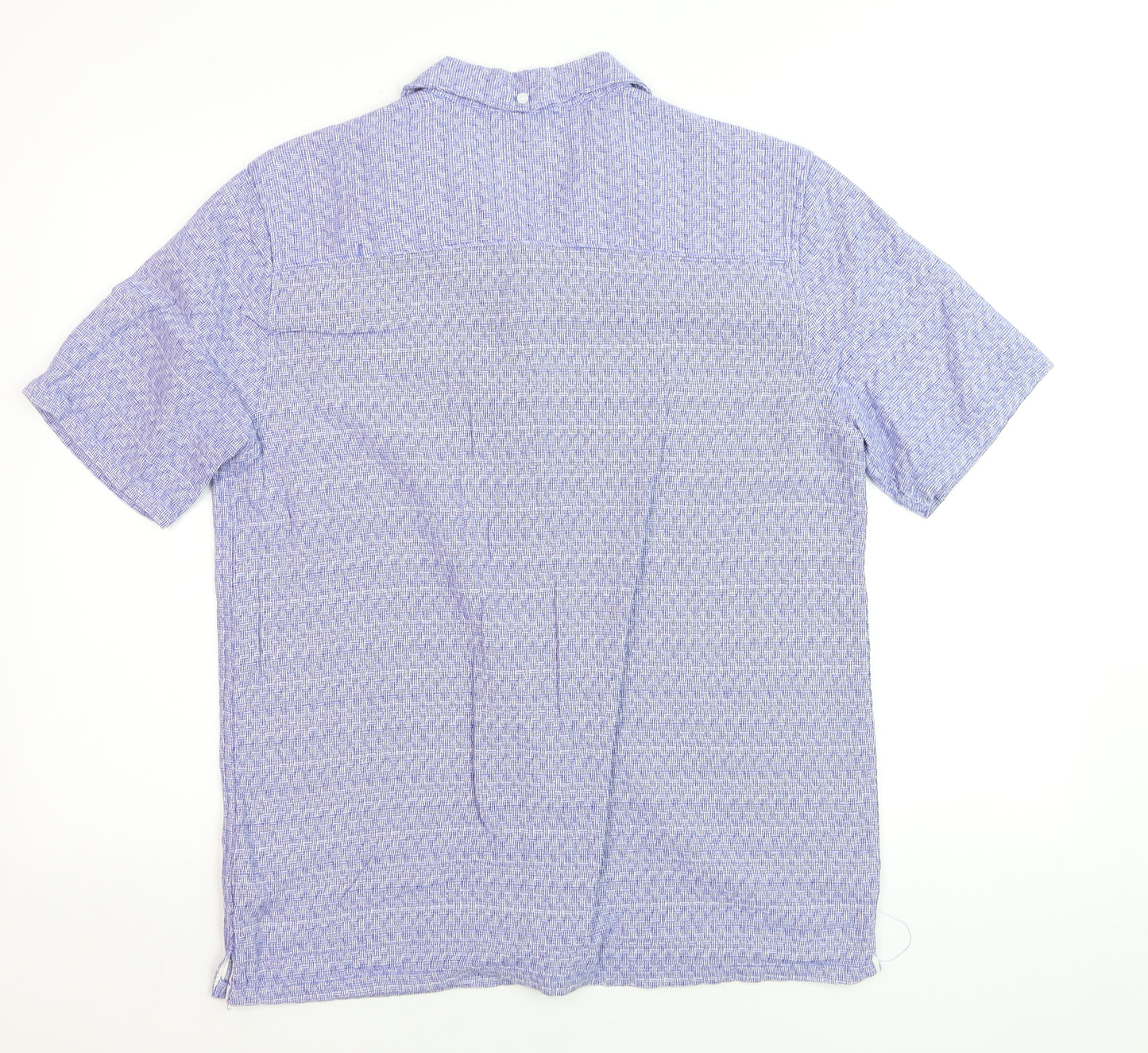 The Stronghold Men's Blue Geometric Regular Fit Cotton Short Sleeve Shirt - S