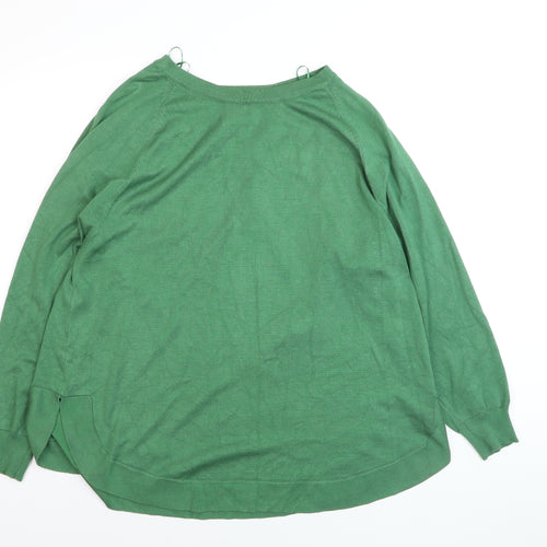 Gallery Women's Green XL Crew Neck Long Sleeve Knit Pullover Jumper