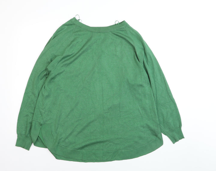 Gallery Women's Green XL Crew Neck Long Sleeve Knit Pullover Jumper