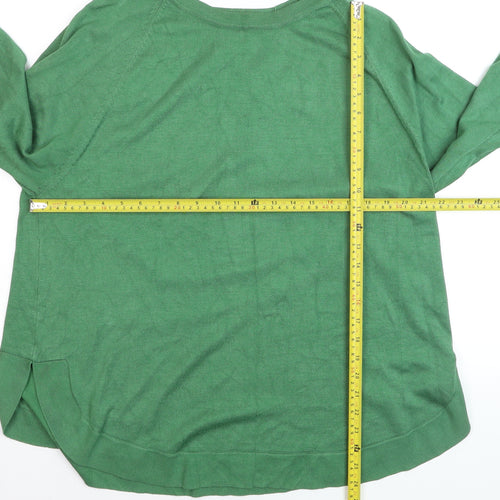 Gallery Women's Green XL Crew Neck Long Sleeve Knit Pullover Jumper