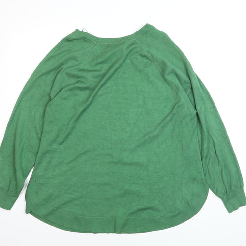 Gallery Women's Green XL Crew Neck Long Sleeve Knit Pullover Jumper