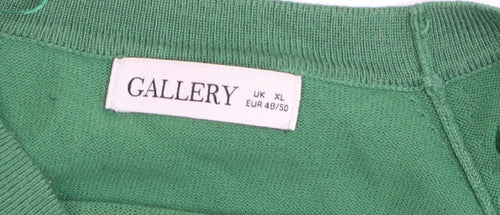 Gallery Women's Green XL Crew Neck Long Sleeve Knit Pullover Jumper