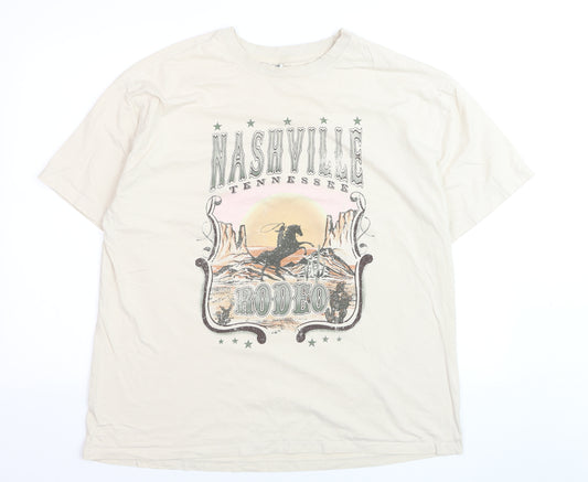 Anko Womens Beige Nashville Rodeo Graphic Cotton T-Shirt Size 20