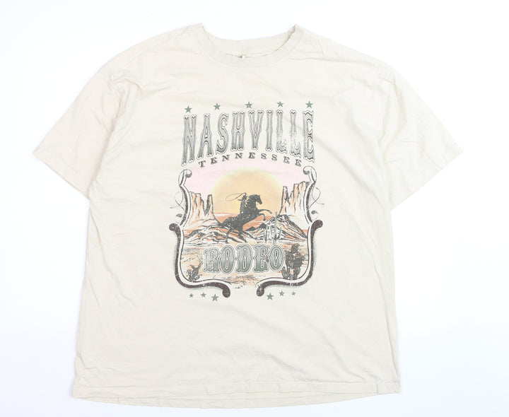 Anko Womens Beige Nashville Rodeo Graphic Cotton T-Shirt Size 20