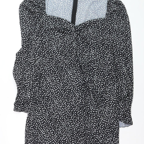 I Saw It First Womens Black Polka Dot Sweetheart Long Sleeve Blouse Size 18