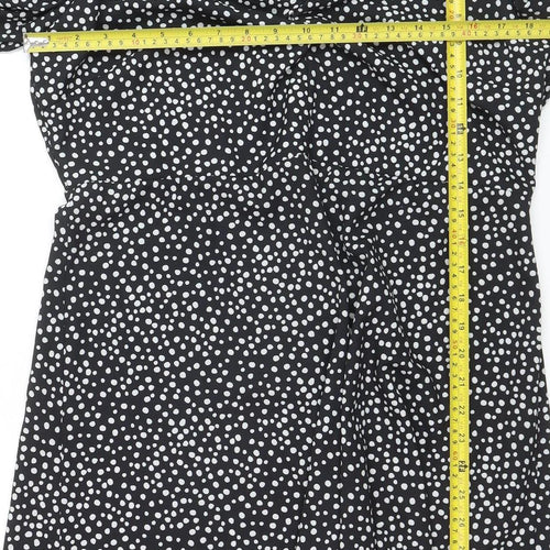 I Saw It First Womens Black Polka Dot Sweetheart Long Sleeve Blouse Size 18