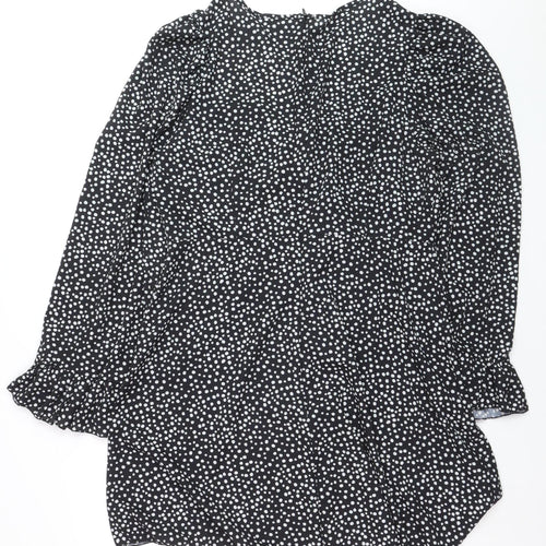 I Saw It First Womens Black Polka Dot Sweetheart Long Sleeve Blouse Size 18