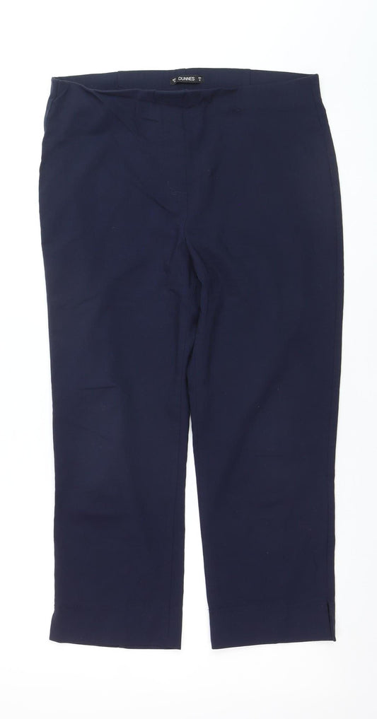 Dunnes Women Navy Blue Size 14 Cropped Trousers with Stretch