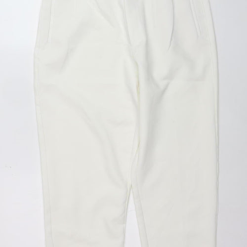 Stradivarius Women White Slim Tapered Trousers Size 16