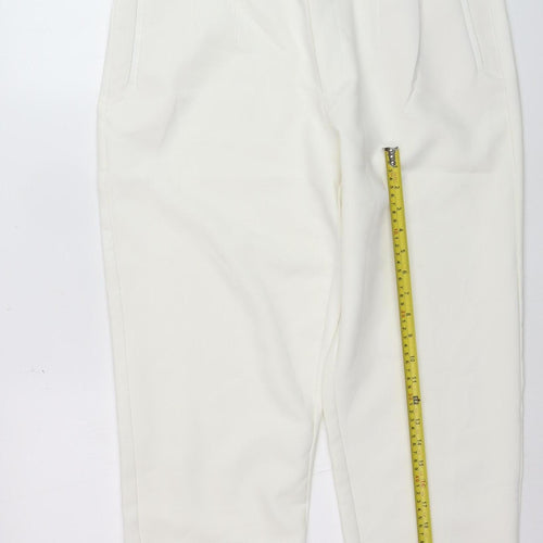 Stradivarius Women White Slim Tapered Trousers Size 16