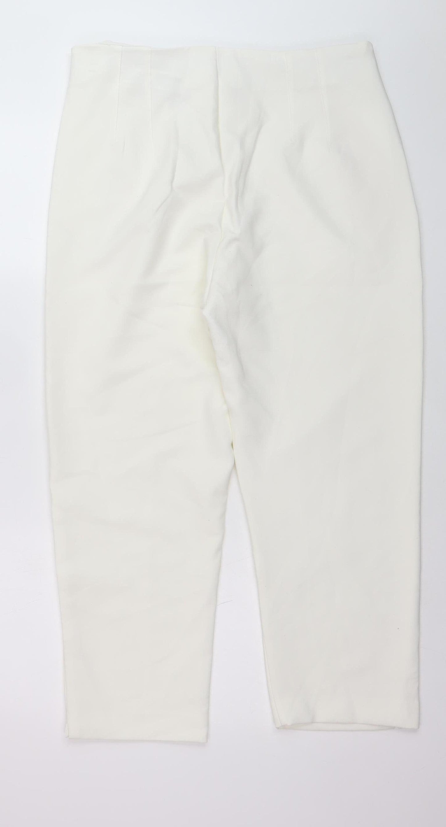 Stradivarius Women White Slim Tapered Trousers Size 16