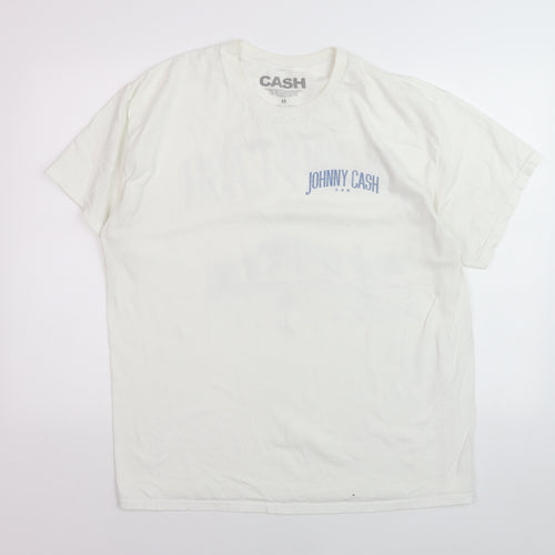 CASH Men’s White Johnny Cash Band Graphic Print T-Shirt M