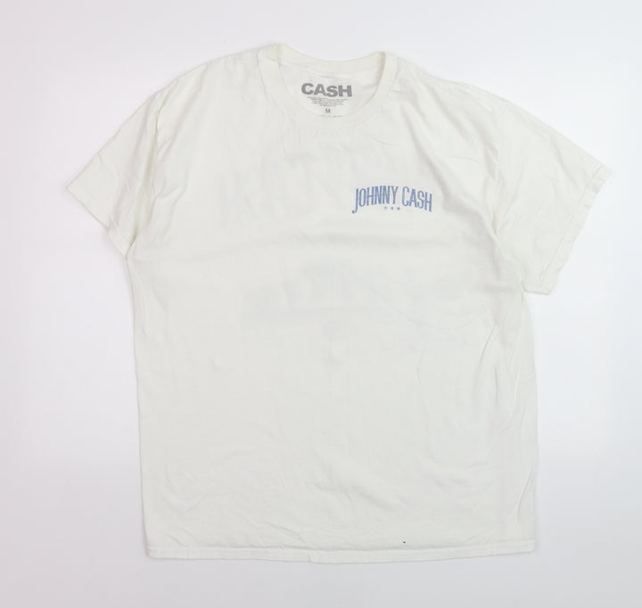 CASH Men’s White Johnny Cash Band Graphic Print T-Shirt M