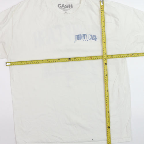 CASH Men’s White Johnny Cash Band Graphic Print T-Shirt M