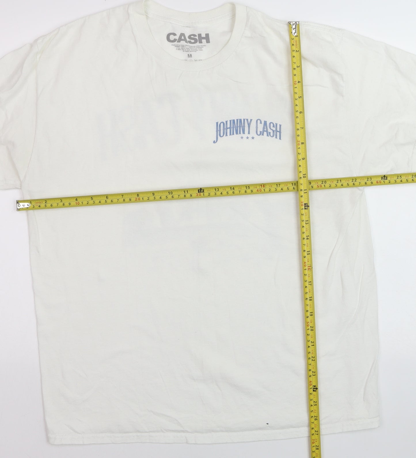 CASH Men’s White Johnny Cash Band Graphic Print T-Shirt M