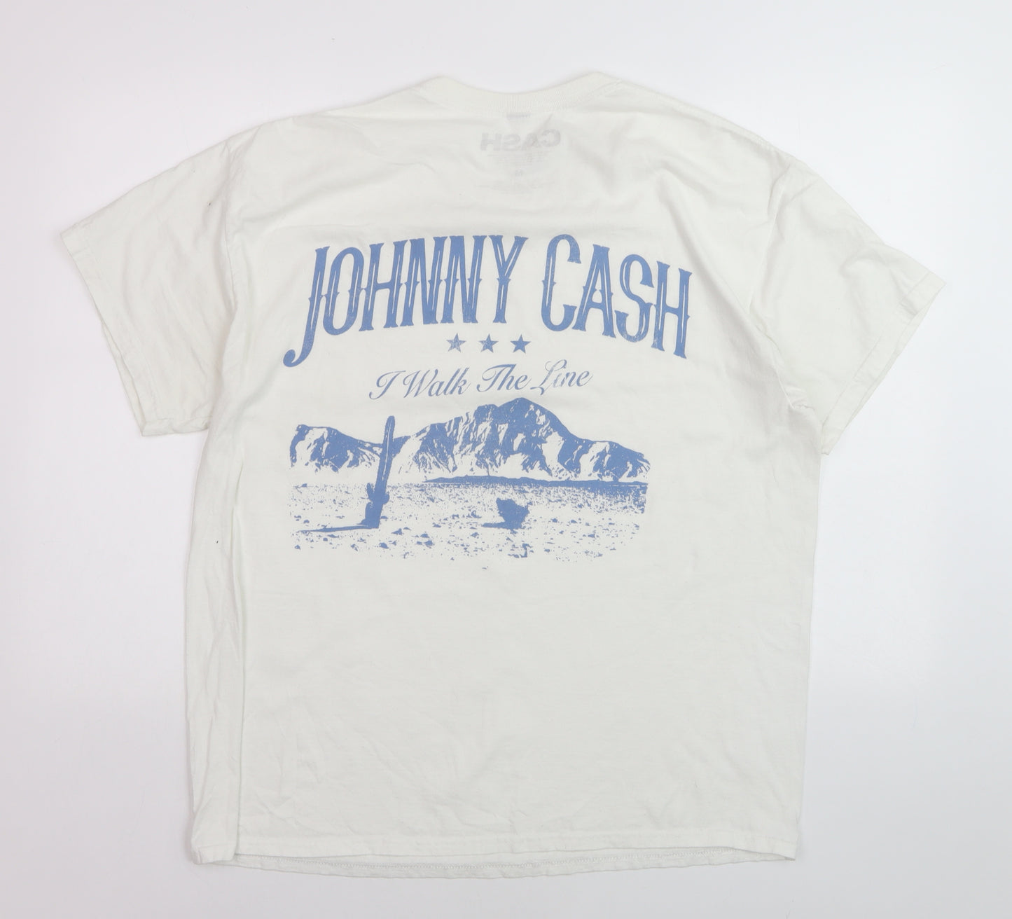 CASH Men’s White Johnny Cash Band Graphic Print T-Shirt M