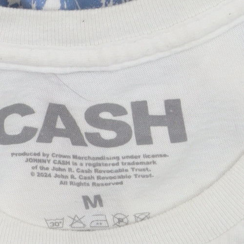 CASH Men’s White Johnny Cash Band Graphic Print T-Shirt M