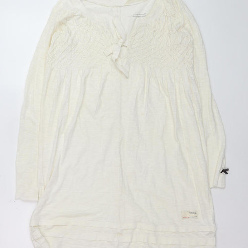 Odd Molly Women's Ivory Cotton Tunic Blouse Long Sleeve S