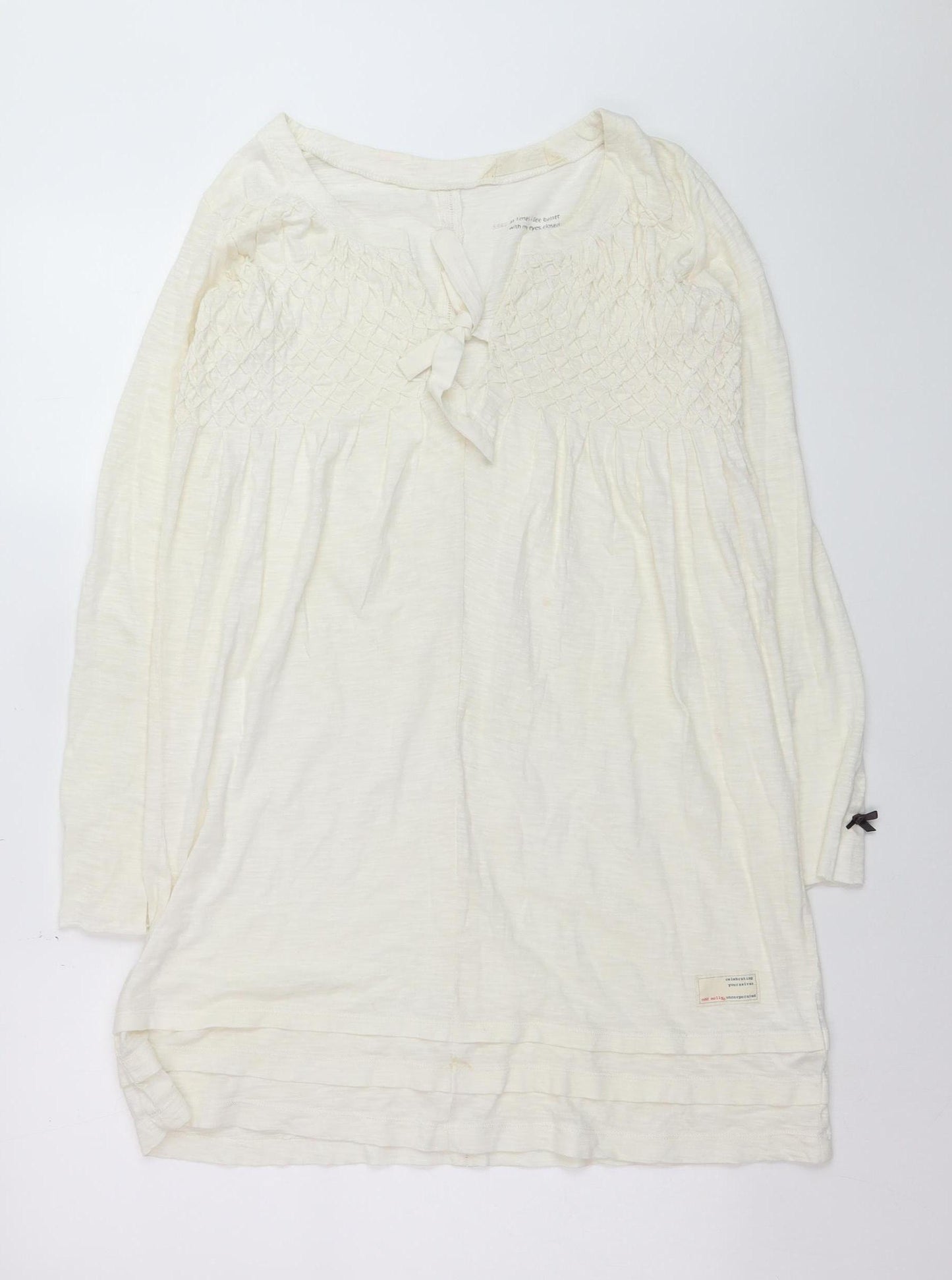 Odd Molly Women's Ivory Cotton Tunic Blouse Long Sleeve S