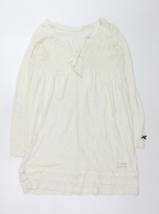 Odd Molly Women's Ivory Cotton Tunic Blouse Long Sleeve S