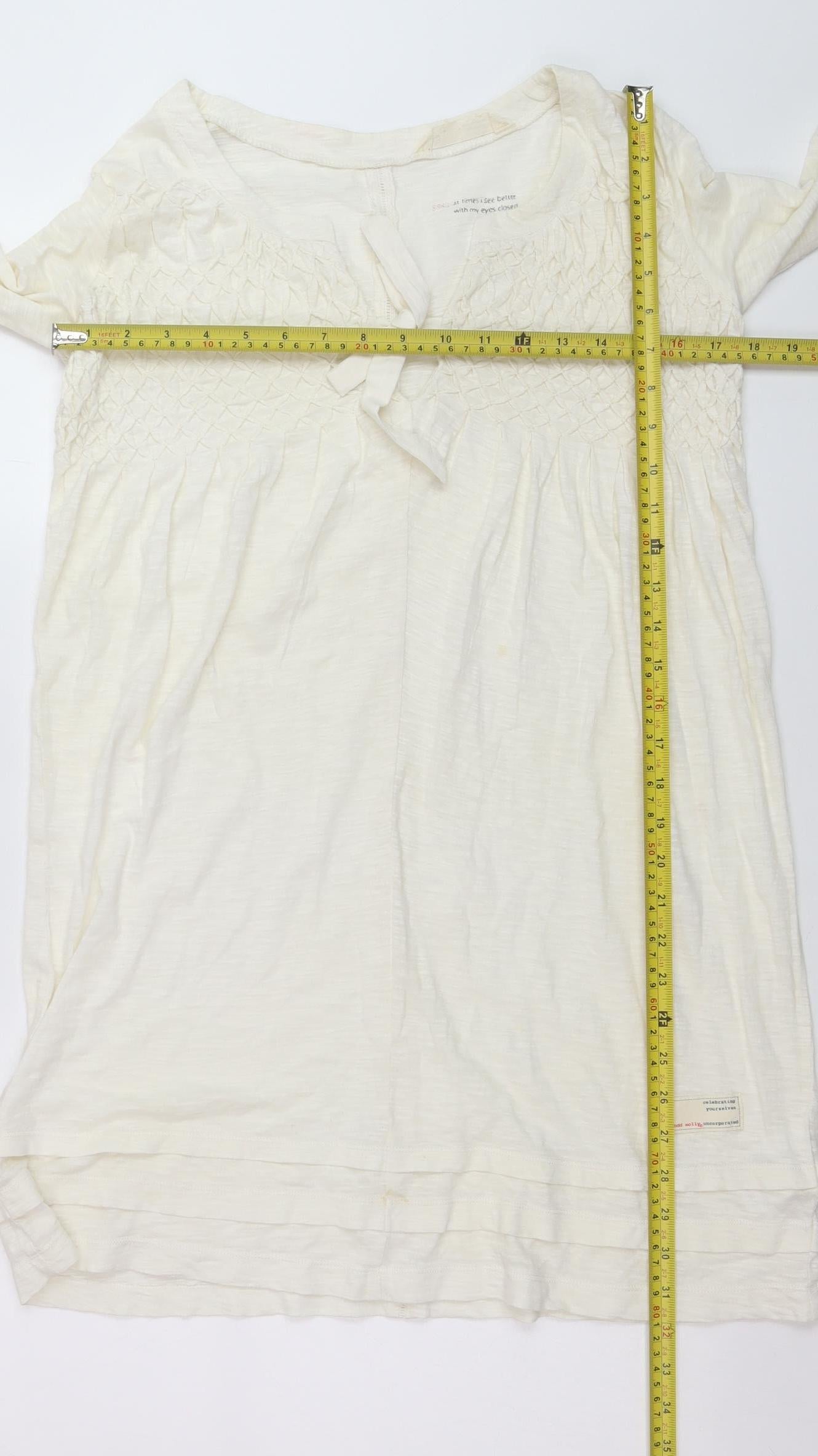 Odd Molly Women's Ivory Cotton Tunic Blouse Long Sleeve S