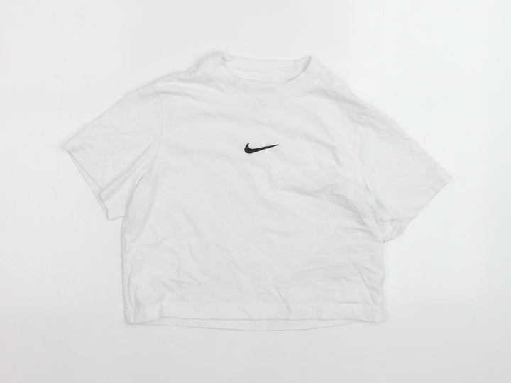Nike Teens White Loose Fit Basic T-Shirt XS Cotton Crew Neck