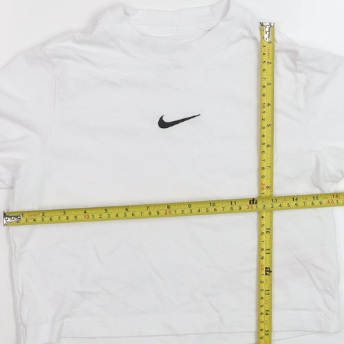 Nike Teens White Loose Fit Basic T-Shirt XS Cotton Crew Neck