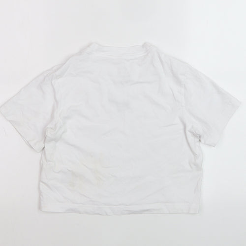 Nike Teens White Loose Fit Basic T-Shirt XS Cotton Crew Neck