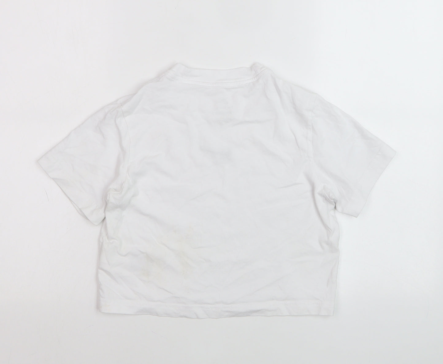 Nike Teens White Loose Fit Basic T-Shirt XS Cotton Crew Neck