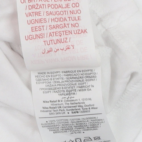 Nike Teens White Loose Fit Basic T-Shirt XS Cotton Crew Neck