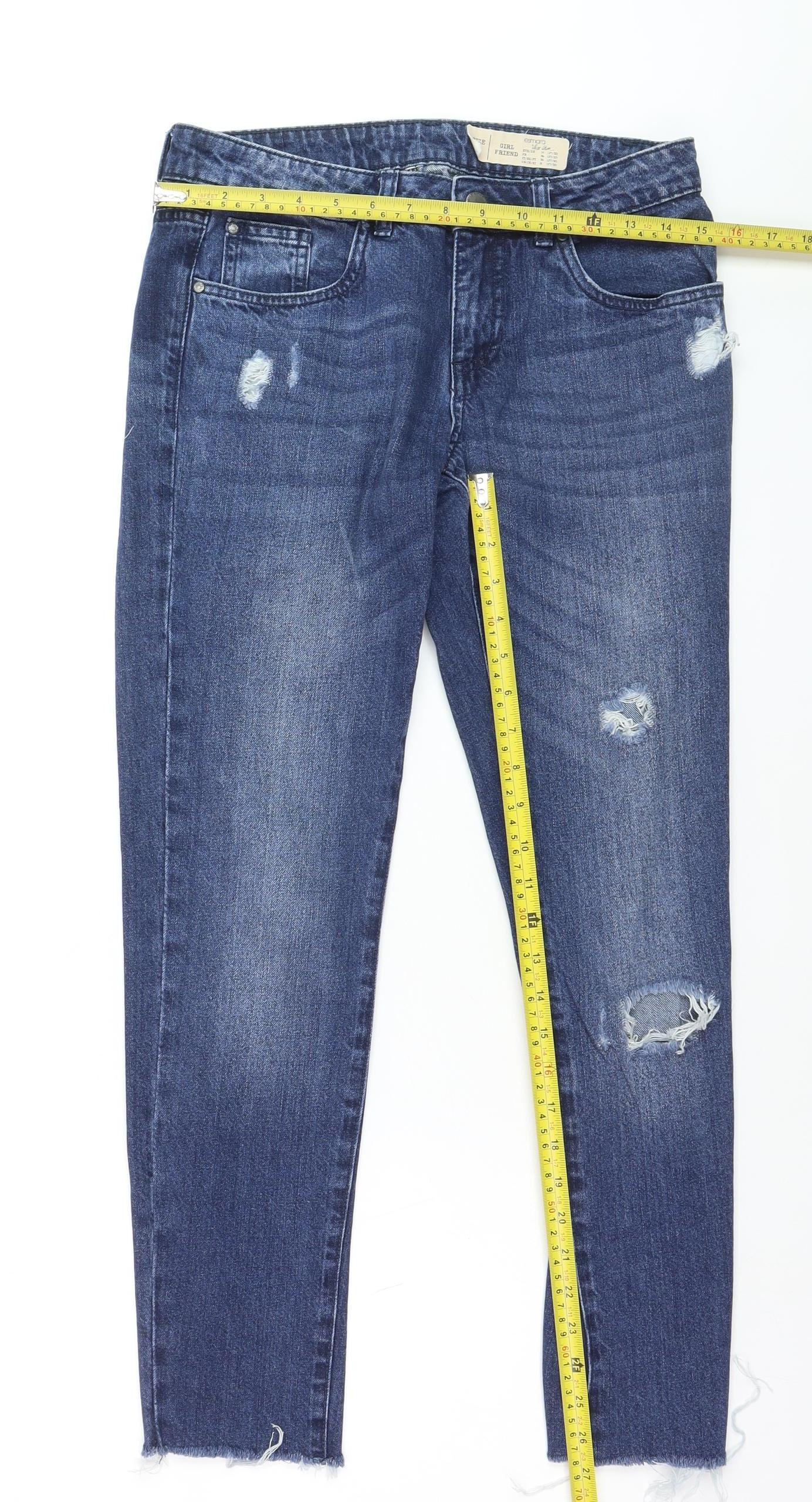 Esmara Women's Blue Distressed Boyfriend Jeans Size 8 Regular