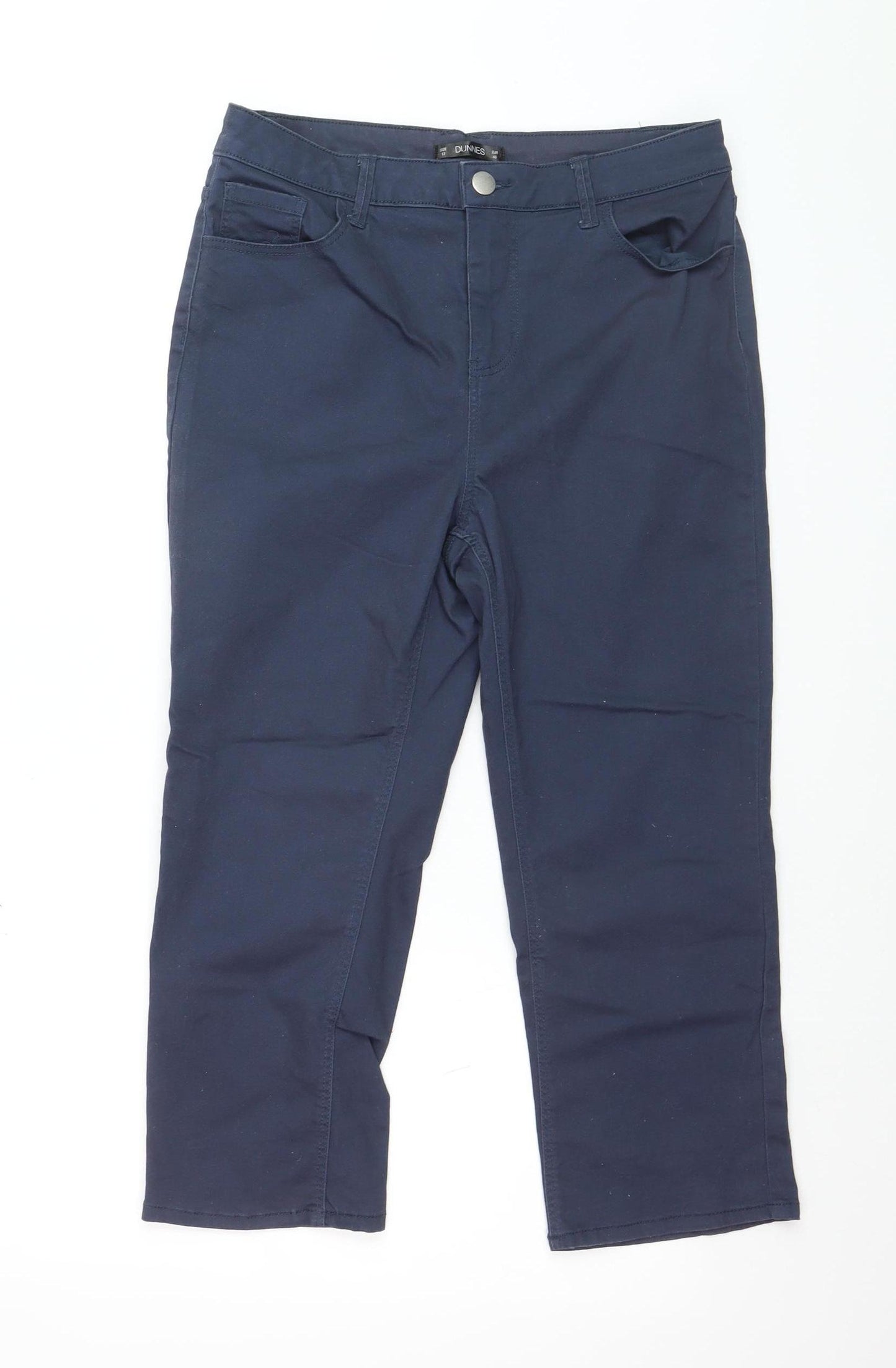 Dunnes Women Blue Chino Trousers Size 12 Straight Leg