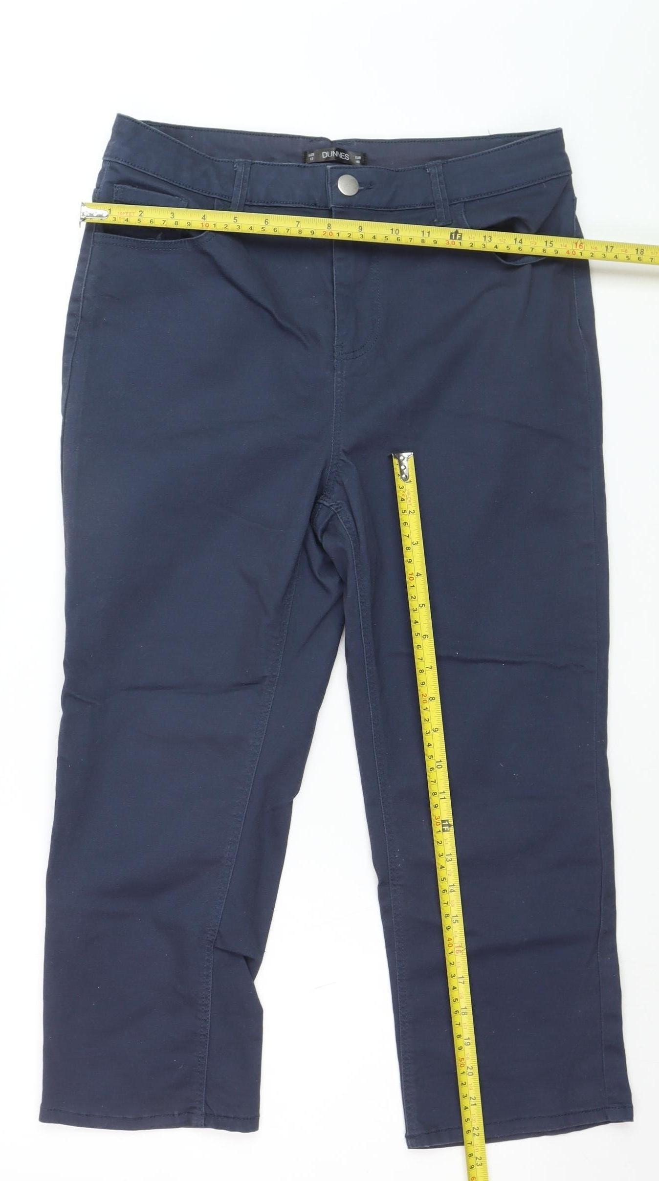 Dunnes Women Blue Chino Trousers Size 12 Straight Leg