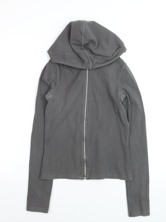 Oysho Women's Grey Slim Fit Hooded Full Zip Jacket Size 8