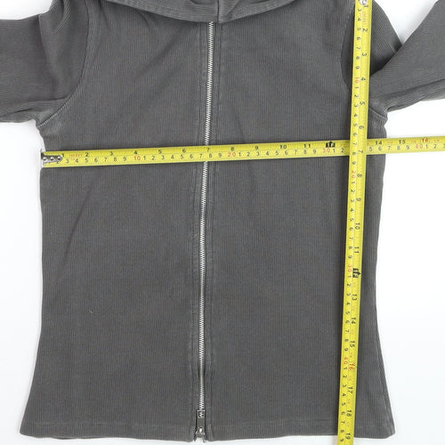 Oysho Women's Grey Slim Fit Hooded Full Zip Jacket Size 8