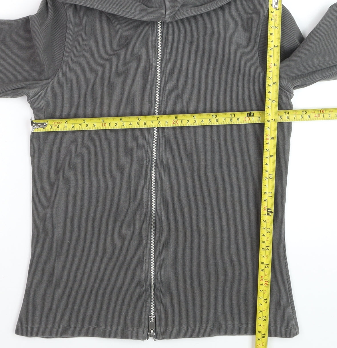 Oysho Women's Grey Slim Fit Hooded Full Zip Jacket Size 8