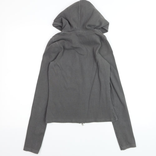 Oysho Women's Grey Slim Fit Hooded Full Zip Jacket Size 8
