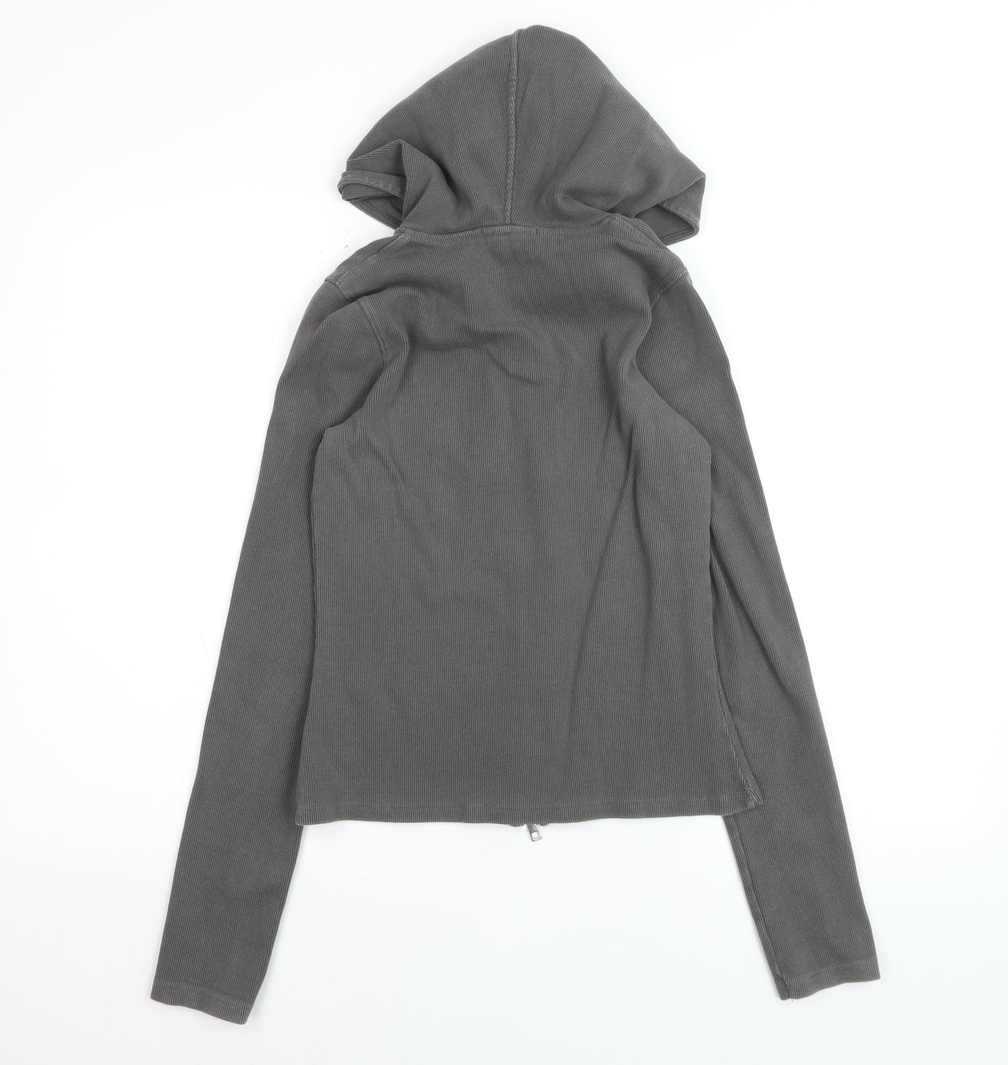 Oysho Women's Grey Slim Fit Hooded Full Zip Jacket Size 8
