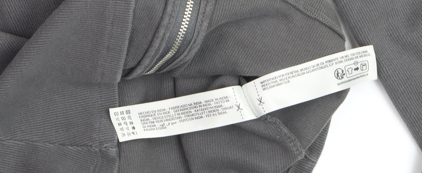 Oysho Women's Grey Slim Fit Hooded Full Zip Jacket Size 8