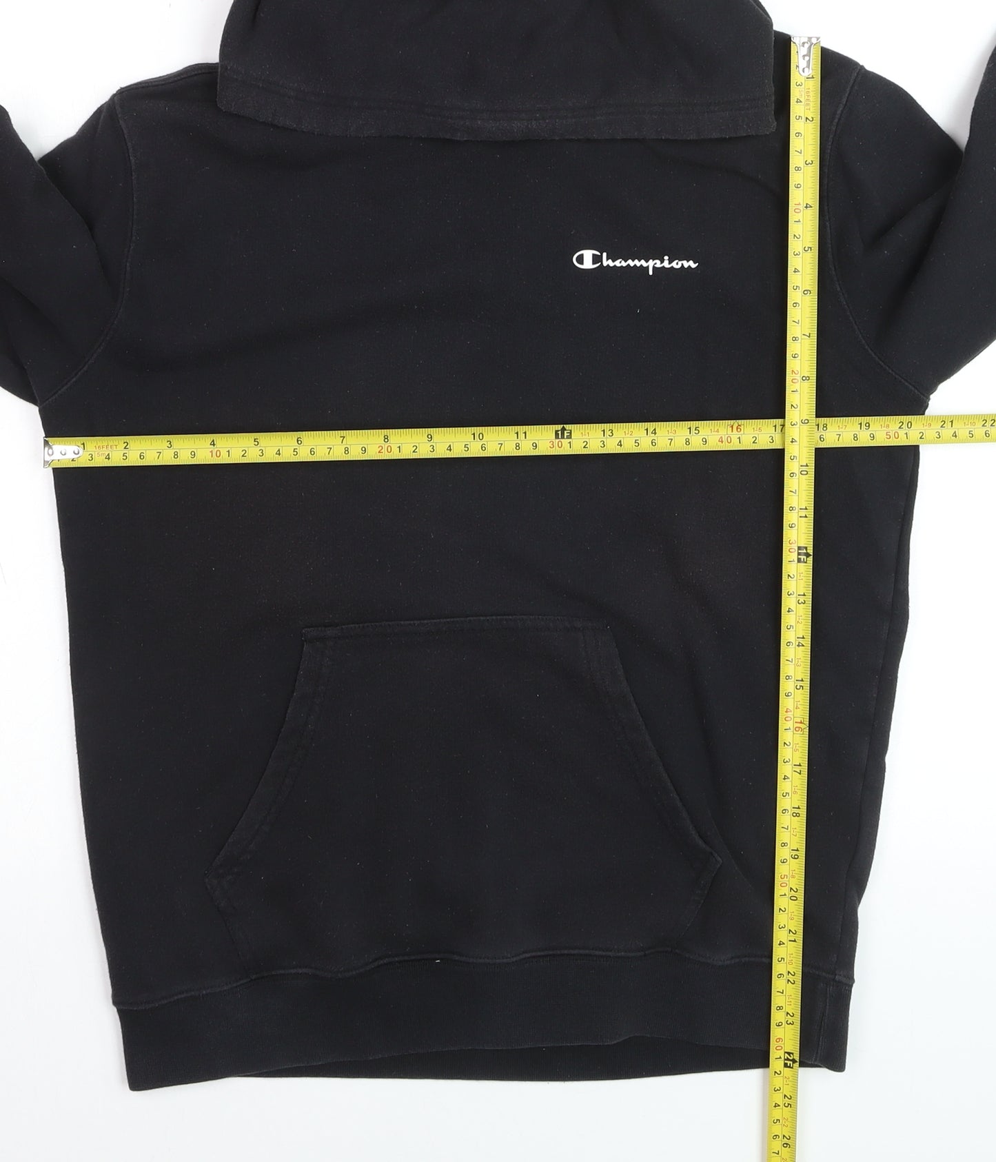 Champion Men's Black Pullover Hoodie Medium Logo Fleece Sweatshirt