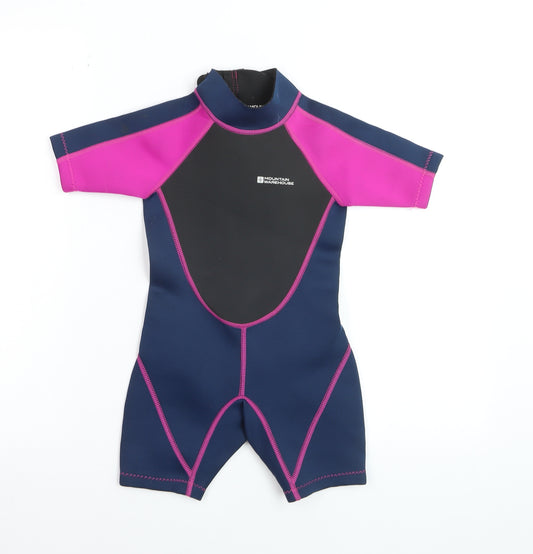 Mountain Warehouse Girls Blue Pink Short Sleeve Wetsuit 3-4 Years Water Sports