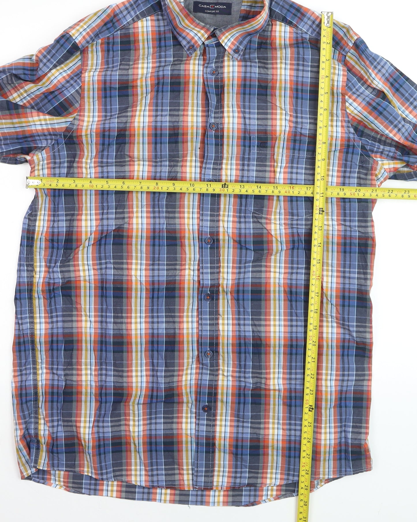 Casa Moda Men's Multicoloured Check Cotton Long Sleeve Shirt L
