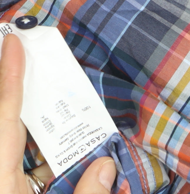 Casa Moda Men's Multicoloured Check Cotton Long Sleeve Shirt L
